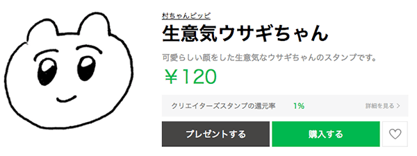 かわいいLINEスタンプその17：生意気ウサギちゃん