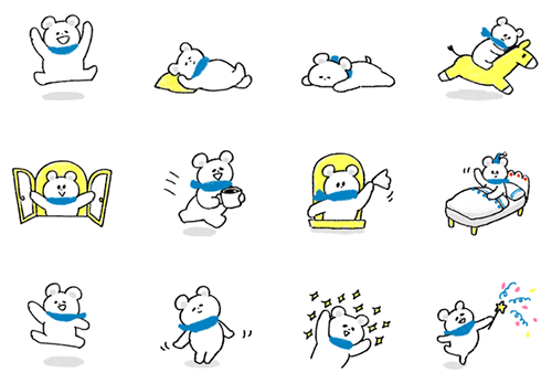 マフラーをしたクマスタンプの種類