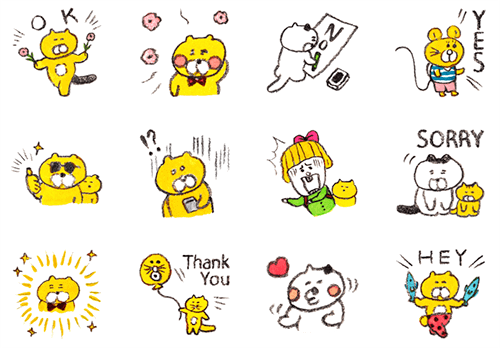 くまいぬといろいろ生き物スタンプの種類