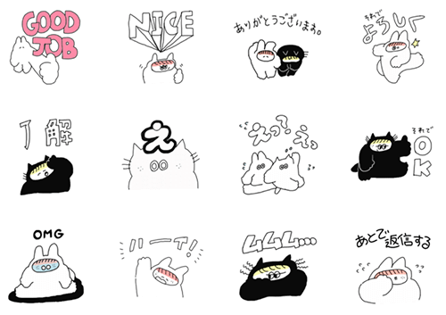 ねこうさ生活 1スタンプの種類