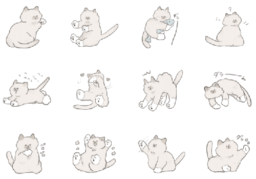 しろいくつしたをはいたねこスタンプの種類