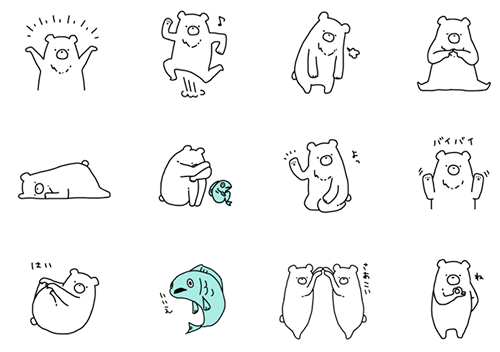 しろいクマ２スタンプの種類