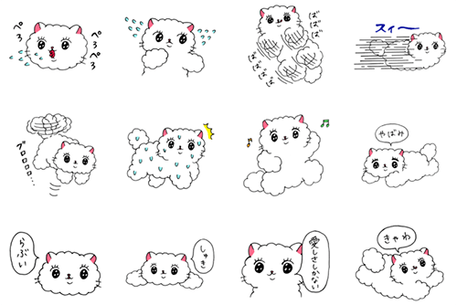 しろねこ あけ美 3スタンプの種類