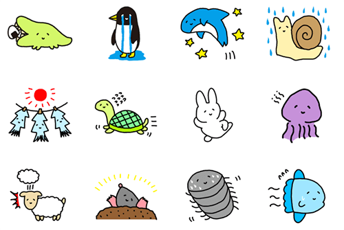 とんぼせんせいのどうぶつスタンプの種類