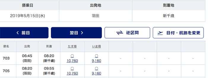 トラベルコと各旅行サイト航空券比較その2：SKYMARK_1